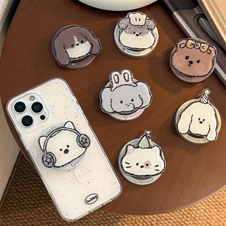CUTECASE可愛い動物スマホグリップ マグネット式タイプ 猫/熊/犬/象 便利 おしゃれ 可愛い ギフトに最適CM5417