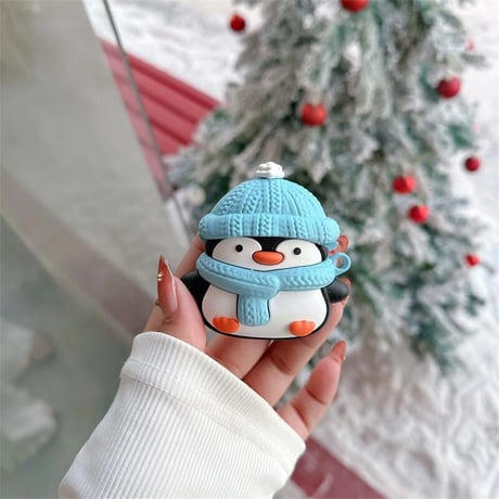 CUTECASEペンギン Airpods 4ケース 可愛い Airpods3/2カバー Airpodspro2/pro キーホルダー付き ギフトにおすすめCM5015