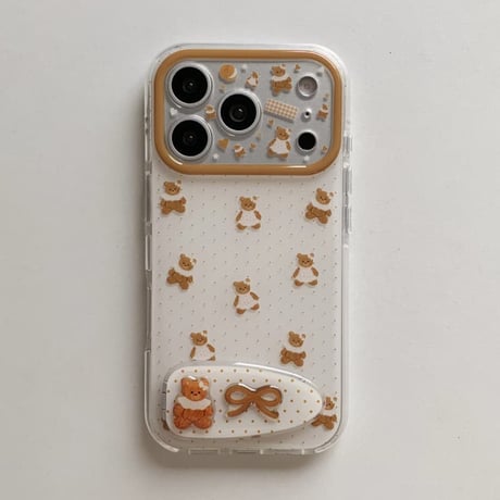 CUTECASE クマスタンド付 iPhone17Pro/17ケース カメラカバー付 iPhone17Promax/16Pro/15ケース かわいい プレゼントにおすすめCM6182