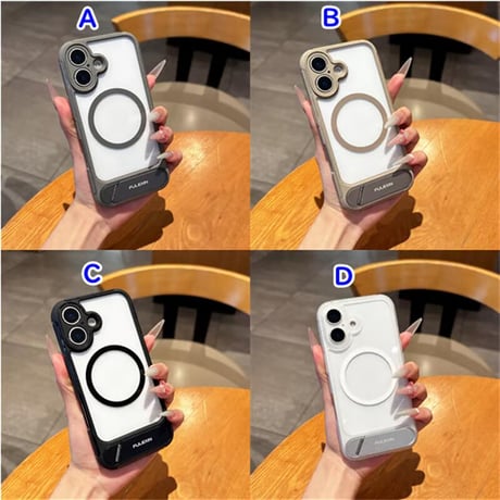 CUTECASEスタンド付 iPhone16/16proケース Magsafe対応 iPhone15promax/14/13proカバー 指紋防止マット シンプル風 男女兼用 CM5347