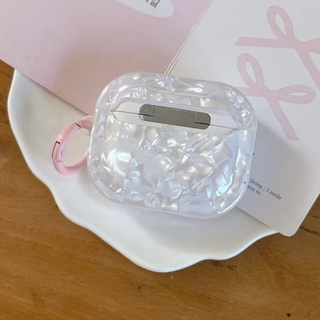 CUTECASE にこちゃん Airpods Pro3ケース シェル柄 Airpods 4/3カバーケース AirpodsPro2/1 ピンクカラー リング付き CM6216