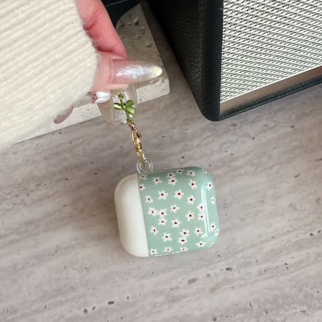 CUTECASE 韓国っぽ エアポッズプロ 3 ケース 高級感花柄 Airpods 4/3カバー AirpodsPro2/1 花キーホルダー お洒落 光沢感 CM6036