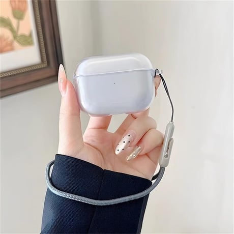 CUTECASEクラシックリ透明 Airpods 4 ケース ストラップ付 AirpodsPro2/Pro1カバー Airpods3/2 シンプル風 黄ばみにくいCM4839