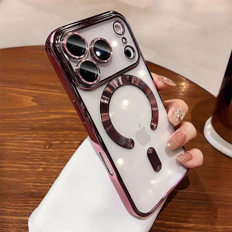 CUTECASE MagSafe対応 iPhone17ProMax/17Proケース メタルライン クリア iPhone17/Airカバー カメラ保護 軽量 持ち運びやすいCM5713