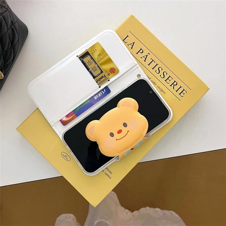 CUTECASE 熊柄 手帳型 iPhone16/15proケース カード入れ3個 iPhone14promax/13proケース かわいい スタンド機能CM4586