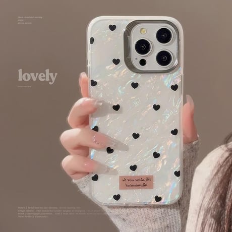 CUTECASEハート柄 iPhone16/16proケース ホワイト iPhone14promax/13pro/12ケース かわいい 女子力アップCM4569