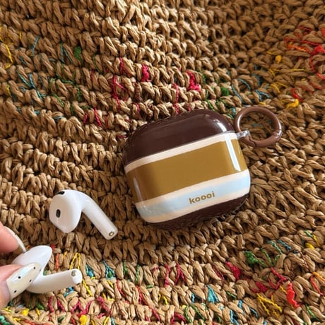CUTECASE カラーブロッキング AirpodsPro3ケース ストライプ柄 エアポッズ4/3 AirpodsPro2/Proカバー 皮ストラップ シック ギフトにおすすめ CM6209