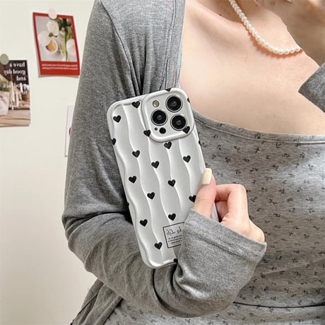 CUTECASE ハート柄 iPhone15/15proケース マット 指紋防止 iPhone14/13pro/12proケース かわいい 女子力UP CM4405
