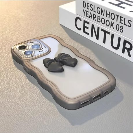 CUTECASE うねうね iPhone16/16Plusケース リボン 透明iPhone15Pro/14/13proカバー 落下防止 かわいいCM4649