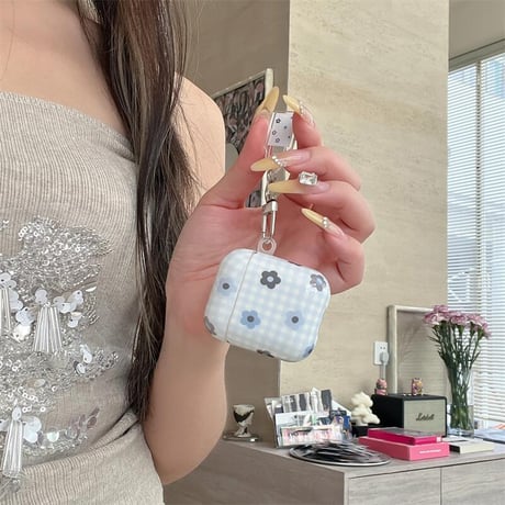 CUTECASE AirpodsPro3/4ケース 韓国っぽい 花柄AirpodsPro2/Pro1カバー エアポッズ3/2 大人可愛い キーホルダー付 ガールズに人気CM5689