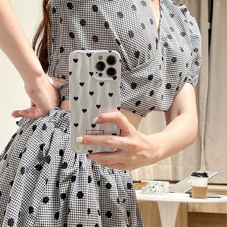 CUTECASE ハート柄 iPhone15/15proケース マット 指紋防止 iPhone14/13pro/12proケース かわいい 女子力UP CM4405