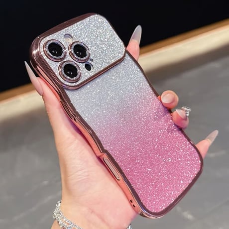 CUTECASEうねうね iPhone17/17Proケース キラキラレンズフイルム付 ラメ iPhone17ProMax/Air/16ケース きれい 落下防止CM5809
