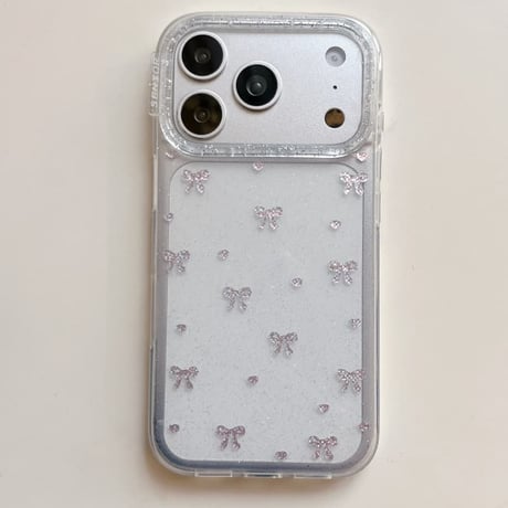 CUTECASE キラキラリボン iPhone17pro/17ケース 甘めコーデ iPhone16promax/15pro/14ケース 女子力高い キラキララメCM6180