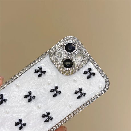 CUTECASEリボン iPhone16pro/16ケース ジュエリーライン iPhone15pro/14/13promaxカバー 大人可愛い ガーリーに大人気CM5514