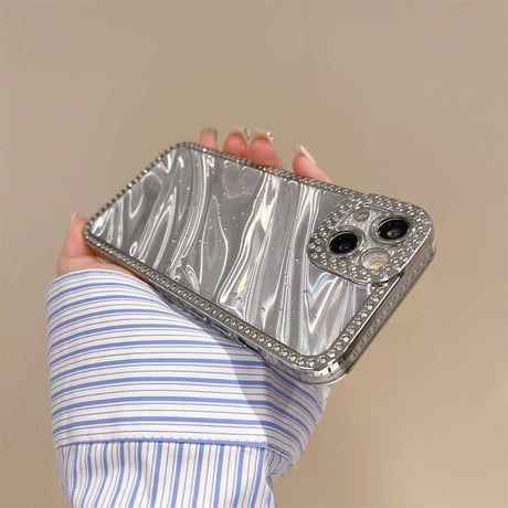 CUTECASE ストーン iPhone16/16pro/15plusケース 水紋 iPhone14/13pro/12ケース 女子力アップ キラキラCM4546