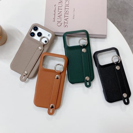 CUTECASE ベルト付 iPhone17Pro/17ケース レザー製 リング付 iPhone17ProMax/16/15Proケース スタンド付 耐久性ある CM5803