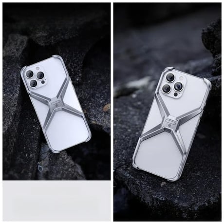 CUTECASE iPhone17Promaxケース 高級アルミ合金リムレス 4 コーナー落下防止ケースリムレス電話ケース プロマックスメタル X タイプ取り外し可能な放熱装甲耐衝撃カバー