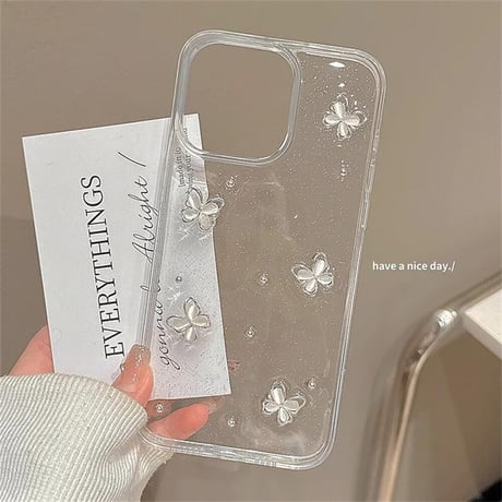 CUTECASEクリア iPhone15/15proケース 立体蝶 アイフォン14pro/13pro/12ケース 可愛い 女子力アップCM4464