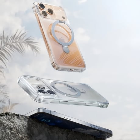 CUTECASE ボーダーレス高速放熱耐衝撃 iPhone17pro/17promaxケース MagSafeリングスタンド iPhone17/17Airカバー 超薄型、透明、黄ばみなしCQ1