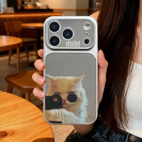 CUTECASE 可愛い動物柄ミラーiPhone17Promaxケースカメラ保護カバー iPhone17Pro/16ProMax/15ProMaxケース 光沢感 頑丈 クールCM6384