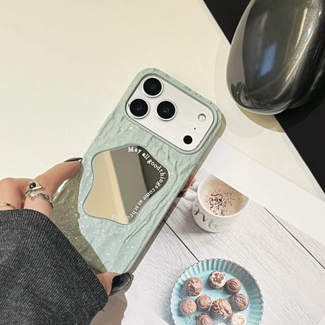 CUTECASEミラーiPhone17Promaxケースしわ模様 iPhone17Pro/16Pro/15カバー 大人可愛い 頑丈CM5865