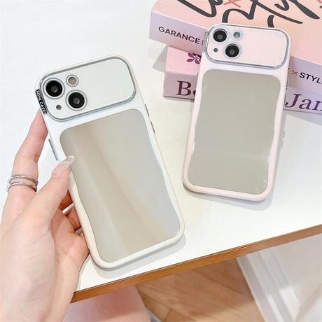 CUTECASE 鏡付 iPhone15/15プロケース 淡色系 iPhone14pro/13pro/12カバー 可愛い 夏コーデにおすすめCM4328