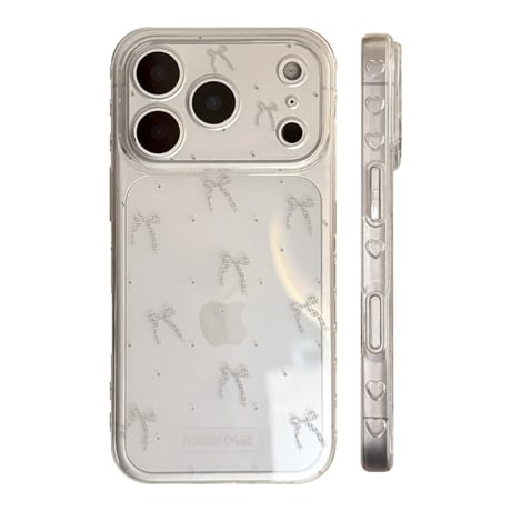 CUTECASE リボン柄 iPhone17Pro/17ケース 透明光沢感 iPhone17ProMax/16Pro/15カバー 女子力高い 使いやすい CM5887