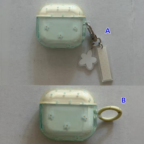 CUTECASE 明るく爽やか Airpods Pro3ケース 花柄 光沢感 Airpods4/3カバー pro2/pro1 リング/キーホルダー 春夏向けCM6228