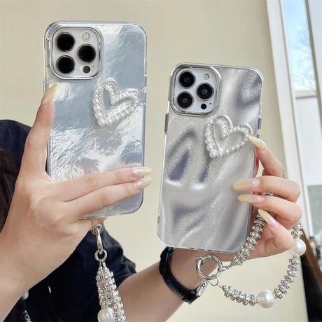 CUTECASE キラキラ iPhone15/16proケース パープストラップ付 アイフォン14プロ/13/12カバー 綺麗 女子力アップ CM4567