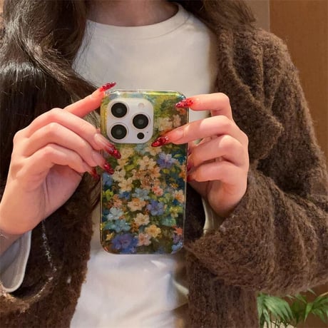 CUTECASE春におすすめ iPhone16pro/16ケース 花柄 ラメ入り iPhone15pro/14/13promaxケース かわいい 女子力アップ CM5075