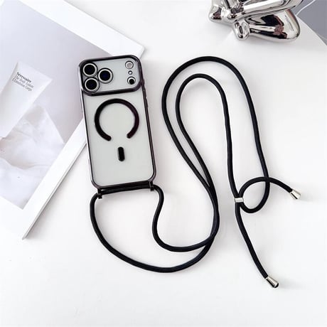 CUTECASE ショルダーストラップ付 iPhone17Pro/17ケース メタルライン MagSafe対応 iPhone17ProMax/Airカバー カメラ保護 軽量 シンプル風CM5728