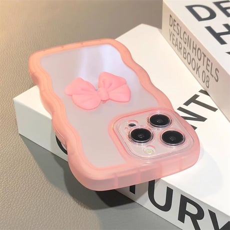 CUTECASE うねうね iPhone16/16Plusケース リボン 透明iPhone15Pro/14/13proカバー 落下防止 かわいいCM4649