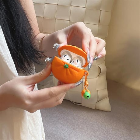CUTECASEみかん Airpods4ケース ギフトにおすすめ AirpodsPro2ケース airpods3/2カバー キーチェーン付き 面白いかわいいCM5400