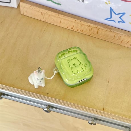 CUTECASE犬ちゃん Airpods4ケース うねうね AirpodsPro2ケース airpods3/2カバー かわいい キーチェーン付 淡色系 CM5345