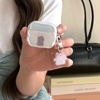 CUTECASE ワンチャン Airpods Pro3ケース うねうね Airpods 4/3カバーケース AirpodsPro2/1 家キーホルダー 水玉模様 CM6138
