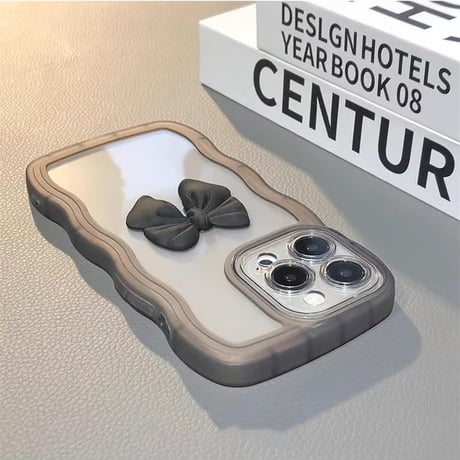 CUTECASE うねうね iPhone16/16Plusケース リボン 透明iPhone15Pro/14/13proカバー 落下防止 かわいいCM4649