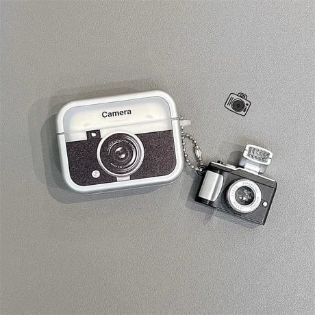 CUTECASEカメラデザイン Airpodspro2/pro1ケース チャーム付き Airpods3/2カバー 可愛い ギフトに最適CM4446