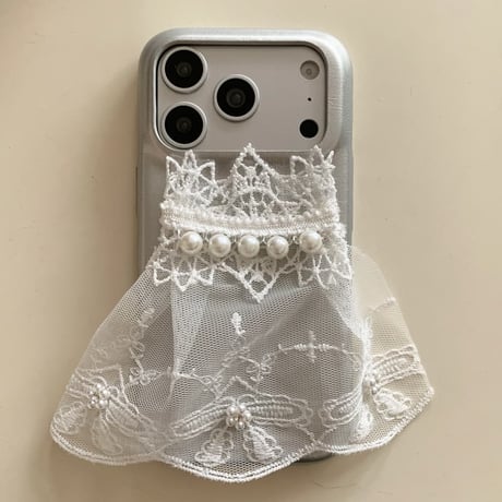CUTECASEウェディングドレス iPhone17Pro/17ケース パール レザー製 iPhone16Pro/15/14/13proカバー 可愛い 存在感抜群 オシャレCM5875