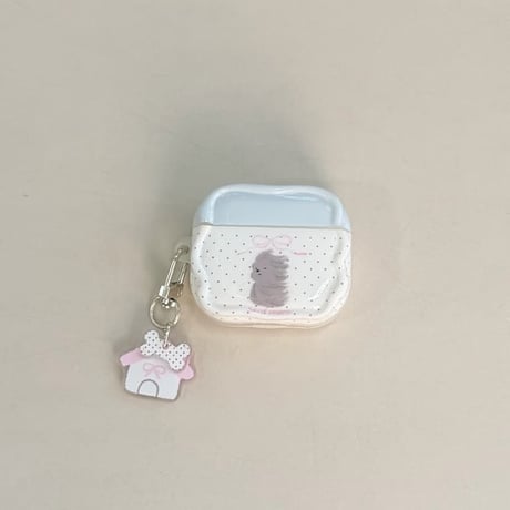 CUTECASE ワンチャン Airpods Pro3ケース うねうね Airpods 4/3カバーケース AirpodsPro2/1 家キーホルダー 水玉模様 CM6138