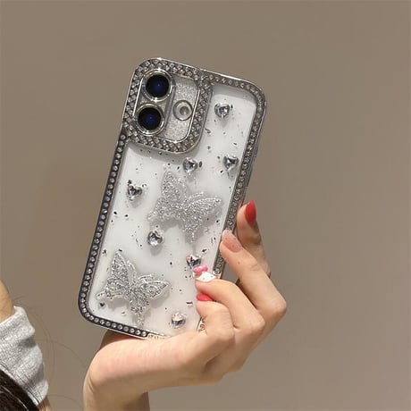 CUTECASEダイヤデコ iPhone16pro/17Promaxケース 蝶々 ジュエリー iPhone15pro/14/13promaxカバー 可愛い 大人ガーリーに人気CM5563