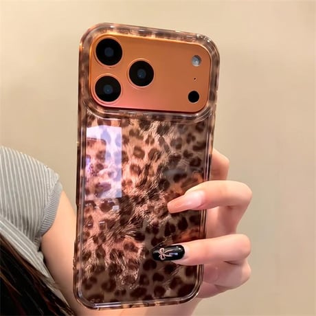CUTECASE ヒョウ柄 iPhone17ProMax/17Proケース 光沢感 iPhone17/16proカバー アニマル柄 オシャレ 大人可愛い CM5712