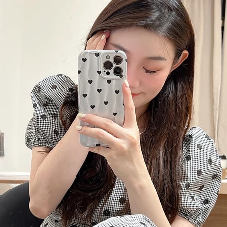 CUTECASE ハート柄 iPhone15/15proケース マット 指紋防止 iPhone14/13pro/12proケース かわいい 女子力UP CM4405