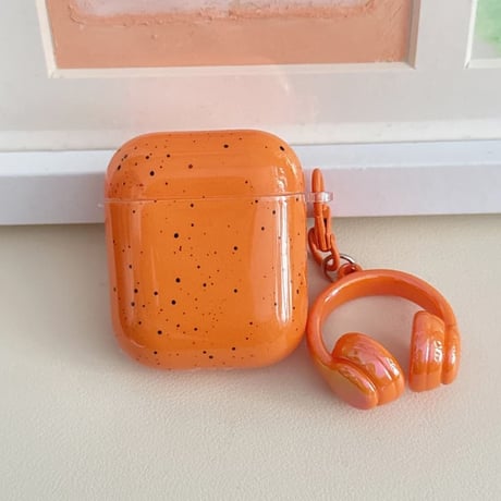 CUTECASE オレンジ AirpodsPro3ケース リング/イヤホンキーホルダー付き エアポッズ4/3 AirpodsPro2/Proカバー 可愛い ギフトにおすすめ CM5777