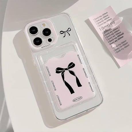 CUTECASE カード収納 iPhoneケース リボン柄 アイフォン15pro/14promax/13/12/SEカバー 便利 持ち運びやすい CM4470
