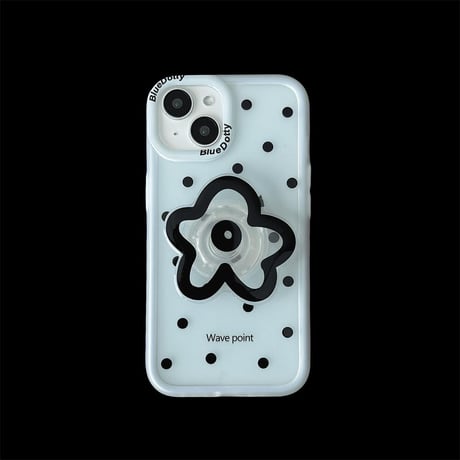 CUTECASE花グリップ アイフォン15Pro/15ケース 水玉模様 iPhone14promax/13ケース スタンド付 指紋防止 CM4530