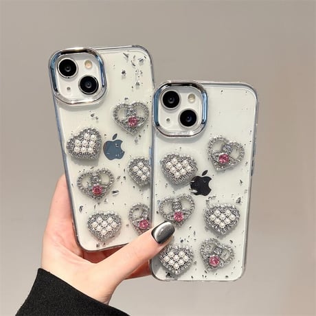 CUTECASEパールジュエリー アイフォン16pro/15ケース ハンドメイド iPhone14/13pro/12カバー 大人可愛い おしゃれ 人気CM5171