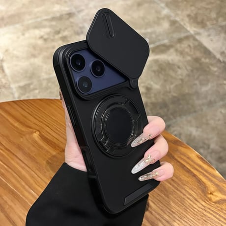 CUTECASE スライド式カメラ保護カバー付iPhone17Promaxケース MagSafe対応 iPhone17/16Proカバー 360度回転可スタンドリング カッコイイCM5798