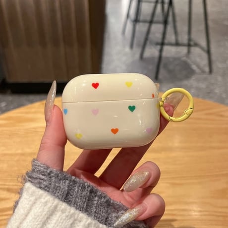 CUTECASE ハート柄 Airpods Pro3ケース 光沢感 Airpods4/3カバー pro2/Pro1ケース 可愛い リング付 韓国っぽ ガールズに人気CM6050