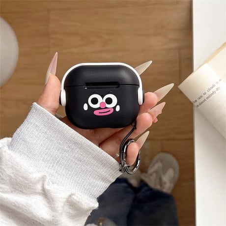 CUTECASE可愛い顔 Airpods4ケース スタンド付 AirpodsPro2ケース airpods3/2カバー リング付 耐久性ある CM5292
