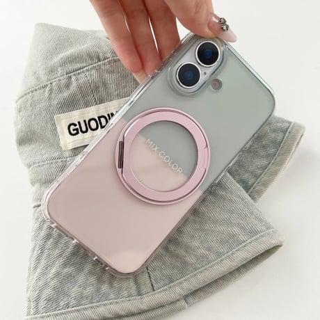 CUTECASE MagSafeリングスタンド iPhone17Promaxケース カラーブロッキング iPhone16Pro/15proProMaxケース 光沢感 多機能便利CM6527